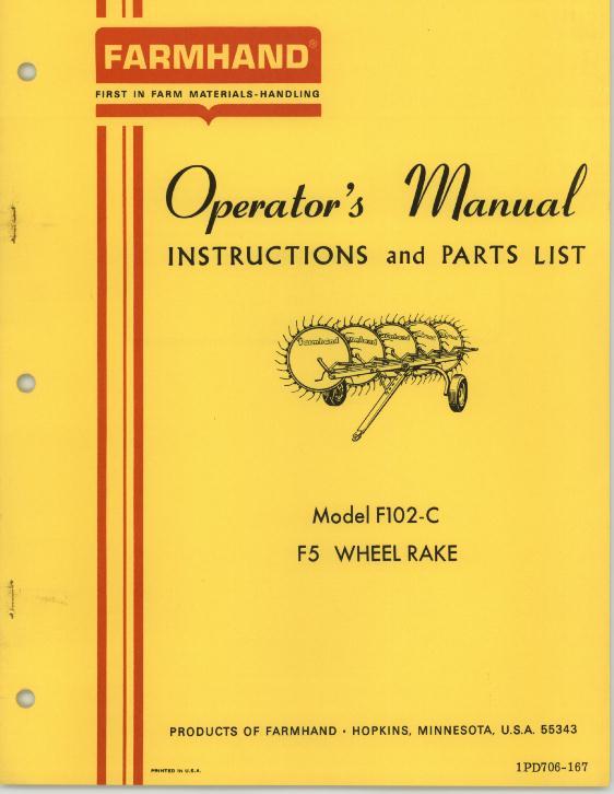AGCO F102-C Wheel Rake (F5, 1967) Operator Manual 1PD706167 English 1 AGCO F102-C Wheel Rake (F5, 1967) Operator Manual 1PD706167 English