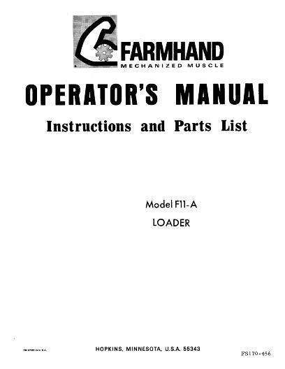 AGCO F11-A Loader (mounted, 1956) Operator Manual FS170456 English 1 AGCO F11-A Loader (mounted, 1956) Operator Manual FS170456 English