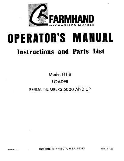 AGCO F11-B Loader (mounted, eff sn 5000, 1963) Operator Manual FS170463 English 1 AGCO F11-B Loader (mounted, eff sn 5000, 1963) Operator Manual FS170463 English