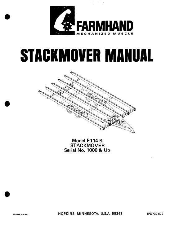AGCO F114-B Hay Stackmover (eff sn 1000, 1979) Operator Manual 1PD732679 English 1 AGCO F114-B Hay Stackmover (eff sn 1000, 1979) Operator Manual 1PD732679 English