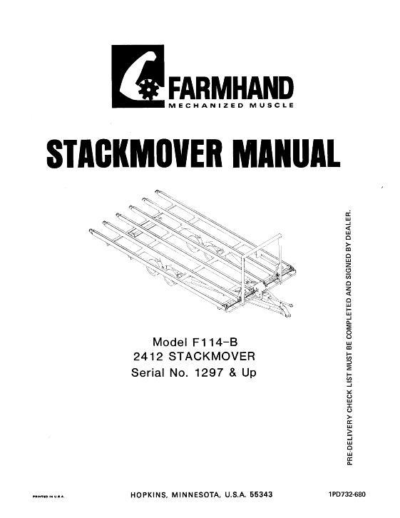 AGCO F114-B Hay Stackmover (eff sn 11297, 1980) Operator Manual 1PD732680 English 1 AGCO F114-B Hay Stackmover (eff sn 11297, 1980) Operator Manual 1PD732680 English