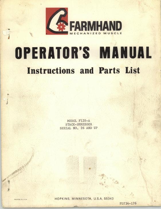 AGCO F128-A Stack Shredder (eff sn 26, 1976) Operator Manual PD734176 English 1 AGCO F128-A Stack Shredder (eff sn 26, 1976) Operator Manual PD734176 English