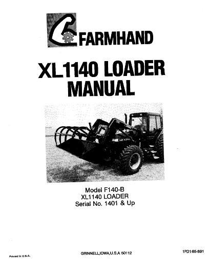AGCO F140-B XL1140 Loader (mounted, eff sn 1401, 1991) Operator Manual 1PD165891 English 1 AGCO F140-B XL1140 Loader (mounted, eff sn 1401, 1991) Operator Manual 1PD165891 English