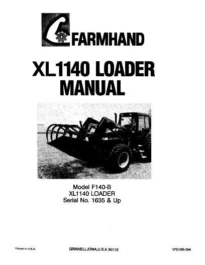 AGCO F140-B XL1140 Loader (mounted, eff sn 1635, 1994) Operator Manual 1PD165394 English 1 AGCO F140-B XL1140 Loader (mounted, eff sn 1635, 1994) Operator Manual 1PD165394 English