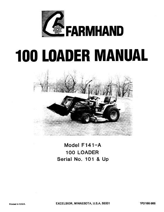 AGCO F141-A Loader (100, mounted, eff sn 101, 1988) Operator Manual 1PD166988 English 1 AGCO F141-A Loader (100, mounted, eff sn 101, 1988) Operator Manual 1PD166988 English