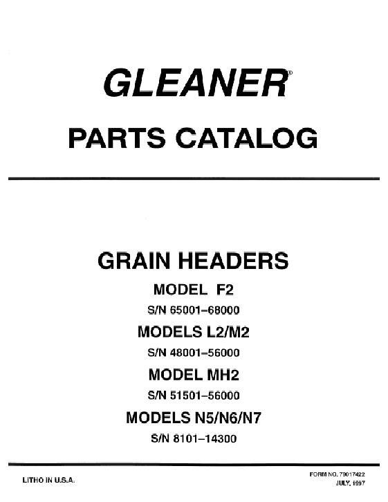 AGCO F2 L2 M2 MH2 N Header (prior 1984, see long desc. for sn) Parts Book 79017422 English