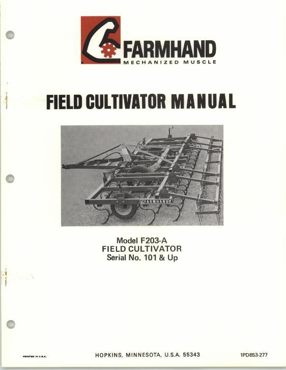 AGCO F203-A Field Cultivator (eff sn 101, 1977) Operator Manual 1PD853277 English 1 AGCO F203-A Field Cultivator (eff sn 101, 1977) Operator Manual 1PD853277 English