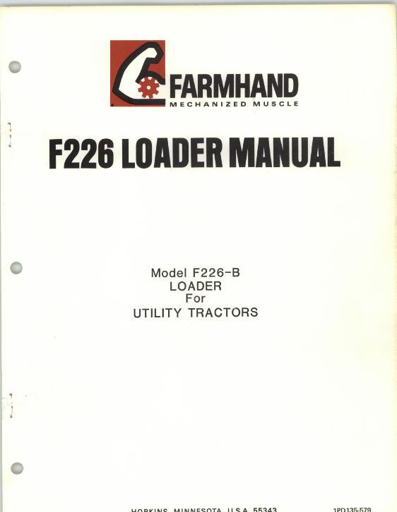 AGCO F226-B Loader (mounted, for utility tractor, 1979) Operator Manual 1PD135579 English