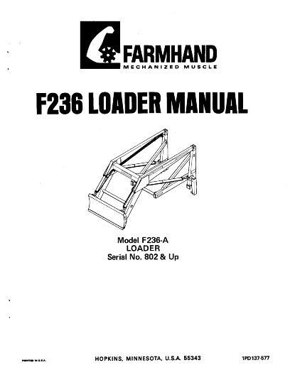 AGCO F236-A Loader (mounted, eff sn 802, 1977) Operator Manual 1PD137577 English 1 AGCO F236-A Loader (mounted, eff sn 802, 1977) Operator Manual 1PD137577 English