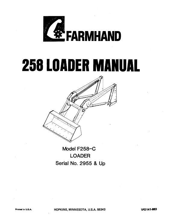 AGCO F258-C Loader (mounted, eff sn 2955, 1983) Operator Manual 1PD141883 English 1 AGCO F258-C Loader (mounted, eff sn 2955, 1983) Operator Manual 1PD141883 English