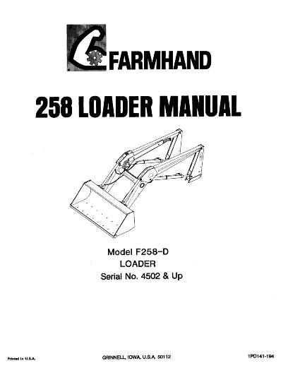 AGCO F258-D Loader (mounted, eff sn 4502, 1994) Operator Manual 1PD141194 English 1 AGCO F258-D Loader (mounted, eff sn 4502, 1994) Operator Manual 1PD141194 English
