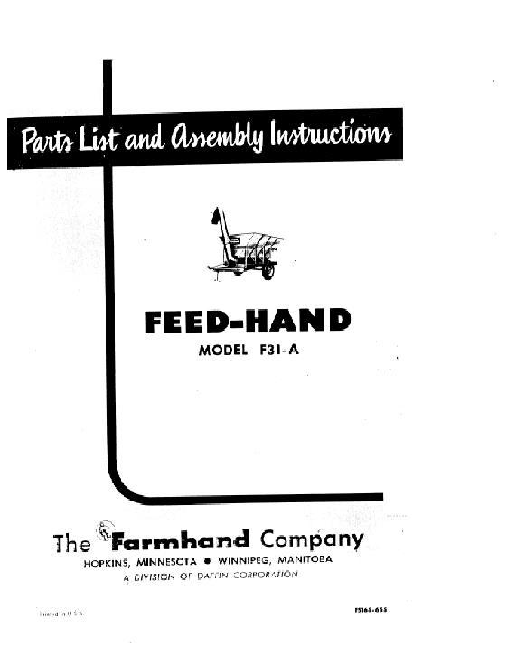 AGCO F31-A Feed Wagon (1955) Operator Manual FS165655 English 1 AGCO F31-A Feed Wagon (1955) Operator Manual FS165655 English