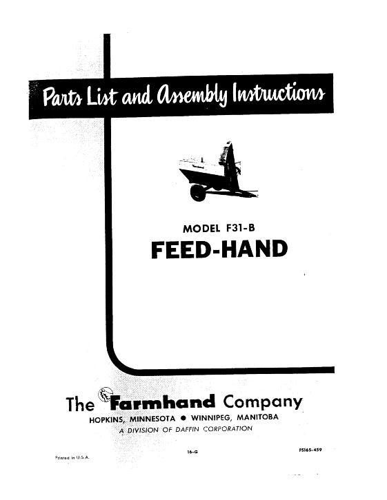 AGCO F31-B Feed Wagon (1959) Operator Manual FS165459 English 1 AGCO F31-B Feed Wagon (1959) Operator Manual FS165459 English