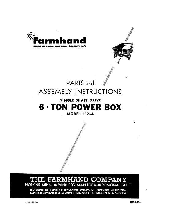 AGCO F32-A Power Box (6 ton, single shaft drive, 1954) Operator Manual FS155954 English