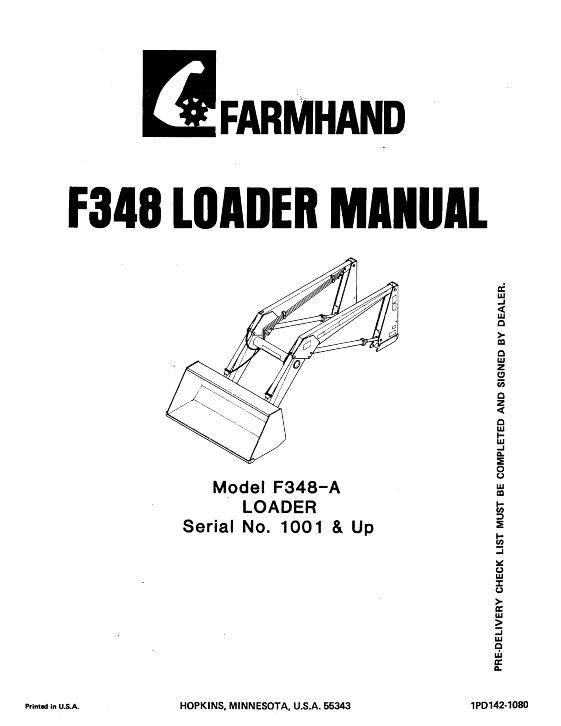 AGCO F348-A Loader (mounted, eff sn 1001, 1980) Operator Manual 1PD1421080 English