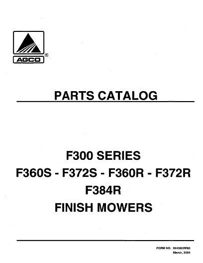 AGCO F360R F360S F372R F372S F384R F384S Finishing Mower Parts Book 3643662M93 English