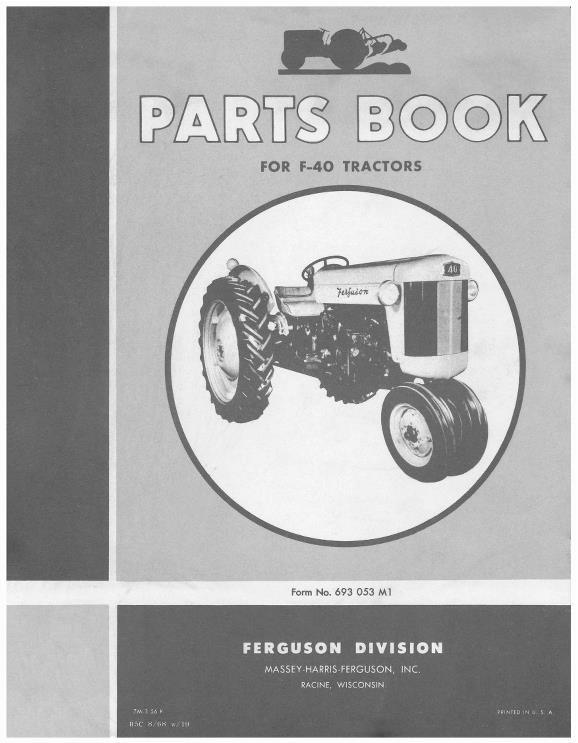 AGCO F40 F-40 Tractor Parts Book 693053M1 English