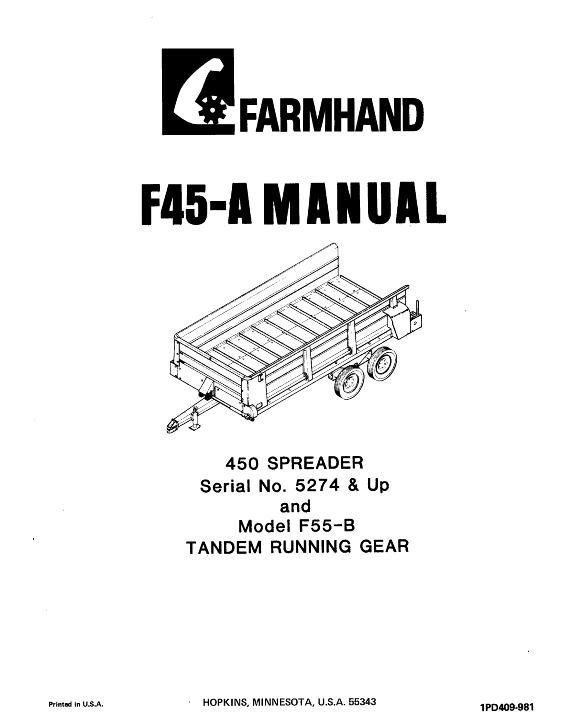 AGCO F45-A 450 Spreader (eff sn 5274) F55-B Running Gear (tandem) Operator Manual 1PD409981 English 1 AGCO F45-A 450 Spreader (eff sn 5274) F55-B Running Gear (tandem) Operator Manual 1PD409981 English