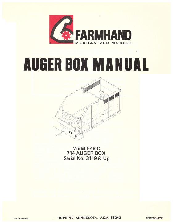 AGCO F48-C 714 Auger Box (eff sn 3119, 1977) Operator Manual 1PD555477 English
