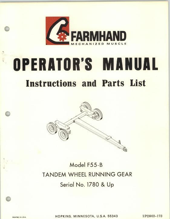 AGCO F55-B Running Gear (tandem wheel, eff sn 1780, 1973) Operator Manual 1PD903173 English 1 AGCO F55-B Running Gear (tandem wheel, eff sn 1780, 1973) Operator Manual 1PD903173 English