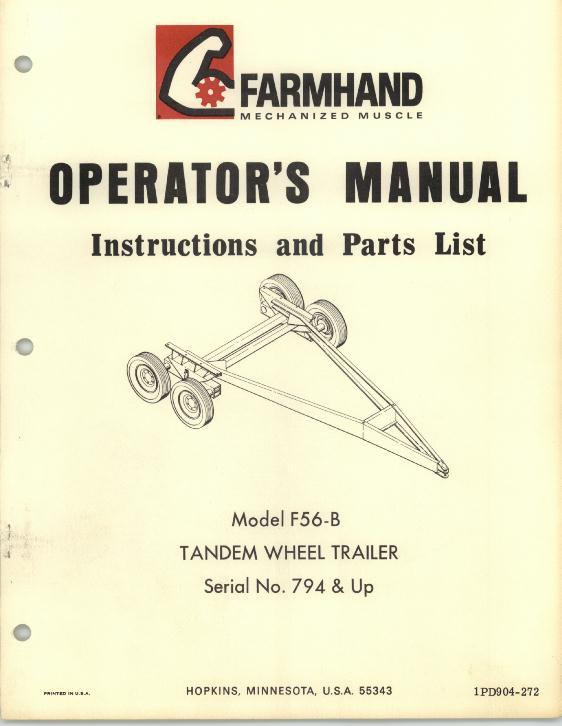AGCO F55-B Trailer (tandem wheel, eff sn 794, 1972) Operator Manual 1PD904272 English 1 AGCO F55-B Trailer (tandem wheel, eff sn 794, 1972) Operator Manual 1PD904272 English