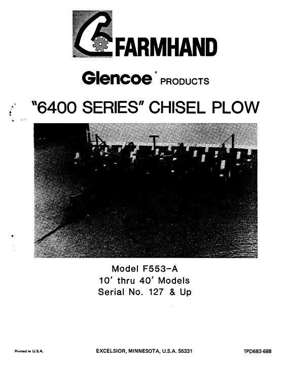 AGCO F553-A 6400 Series Chisel Plow (10 ft - 40 ft, eff sn 127, 1988) Operator Manual 1PD683688 English 1 AGCO F553-A 6400 Series Chisel Plow (10 ft - 40 ft, eff sn 127, 1988) Operator Manual 1PD683688 English