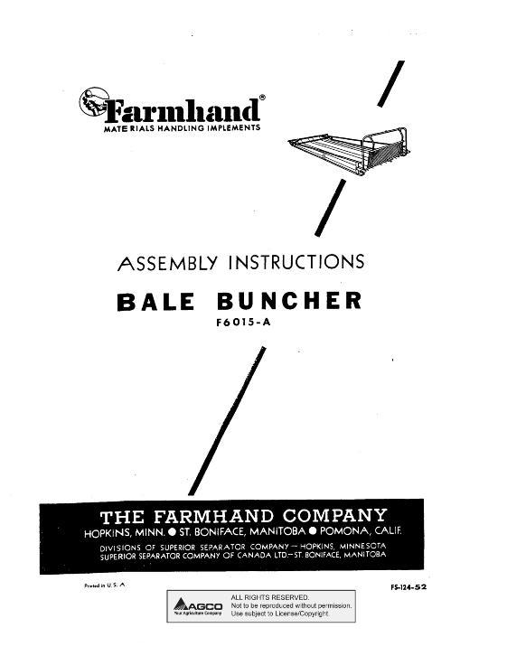 AGCO F6015-A Bale Buncher (1952) Operator Manual FS12452 English 1 AGCO F6015-A Bale Buncher (1952) Operator Manual FS12452 English