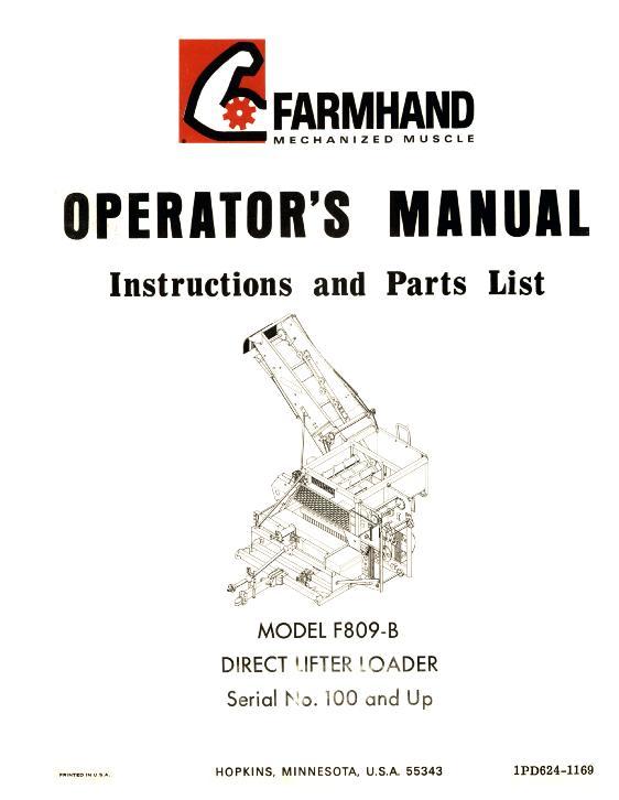 AGCO F809-B Direct Lifter Loader (eff sn 100, 1969) Operator Manual 1PD6241169 English 1 AGCO F809-B Direct Lifter Loader (eff sn 100, 1969) Operator Manual 1PD6241169 English