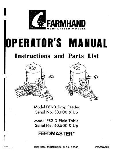 AGCO F81-D Drop Feeder (eff 33000) F82-D Plain Table (eff 40500) Operator Manual 1PD800669 English 1 AGCO F81-D Drop Feeder (eff 33000) F82-D Plain Table (eff 40500) Operator Manual 1PD800669 English