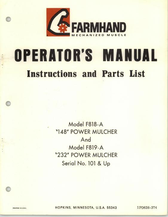 AGCO F818-A (148) F819-A (232) Power Mulcher (eff sn 101, 1974) Operator Manual 1PD638374 English 1 AGCO F818-A (148) F819-A (232) Power Mulcher (eff sn 101, 1974) Operator Manual 1PD638374 English