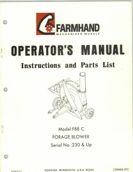 AGCO F88-C Forage Blower (eff sn 230, 1971) Operator Manual 1PD809671 English 1 AGCO F88-C Forage Blower (eff sn 230, 1971) Operator Manual 1PD809671 English