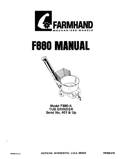 AGCO F880-A Tub Grinder (eff sn 401, 1978) Operator Manual 1PD838478 English 1 AGCO F880-A Tub Grinder (eff sn 401, 1978) Operator Manual 1PD838478 English