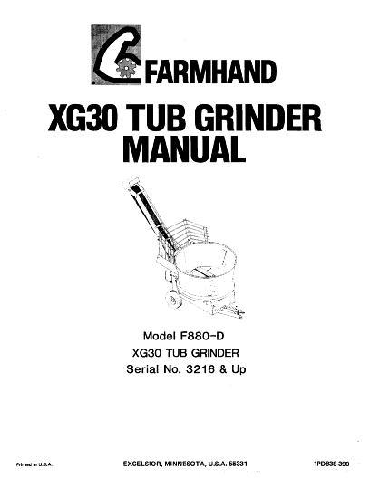 AGCO F880-D XG30 Tub Grinder (eff sn 3216, 1990) Operator Manual 1PD838390 English