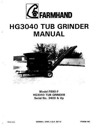 AGCO F880-F HG3040 Tub Grinder (eff sn 3400, 1995) Operator Manual 1PD838195 English 1 AGCO F880-F HG3040 Tub Grinder (eff sn 3400, 1995) Operator Manual 1PD838195 English