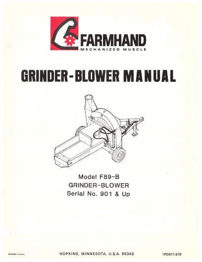 AGCO F89-B Grinder Blower (feed processor, eff sn 901, 1979) Operator Manual 1PD811679 English 1 AGCO F89-B Grinder Blower (feed processor, eff sn 901, 1979) Operator Manual 1PD811679 English