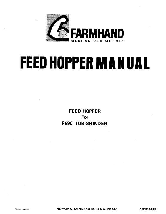 AGCO F890 Tub Grinder (feed hopper, 1978) Operator Manual 1PD844878 English 1 AGCO F890 Tub Grinder (feed hopper, 1978) Operator Manual 1PD844878 English