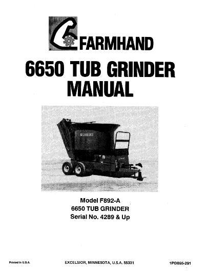 AGCO F892-A 6650 Tub Grinder (eff sn 4289, 1991) Operator Manual 1PD895291 English 1 AGCO F892-A 6650 Tub Grinder (eff sn 4289, 1991) Operator Manual 1PD895291 English