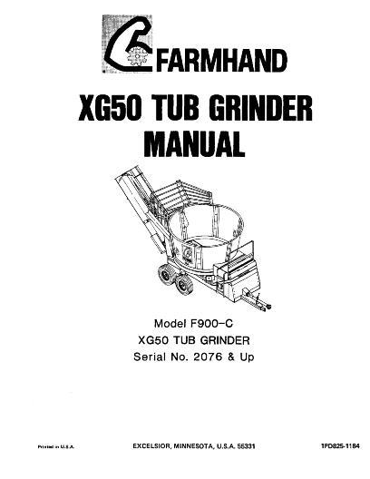 AGCO F900-C XG50 Tub Grinder (eff sn 2076, 1984) Operator Manual 1PD8251184 English