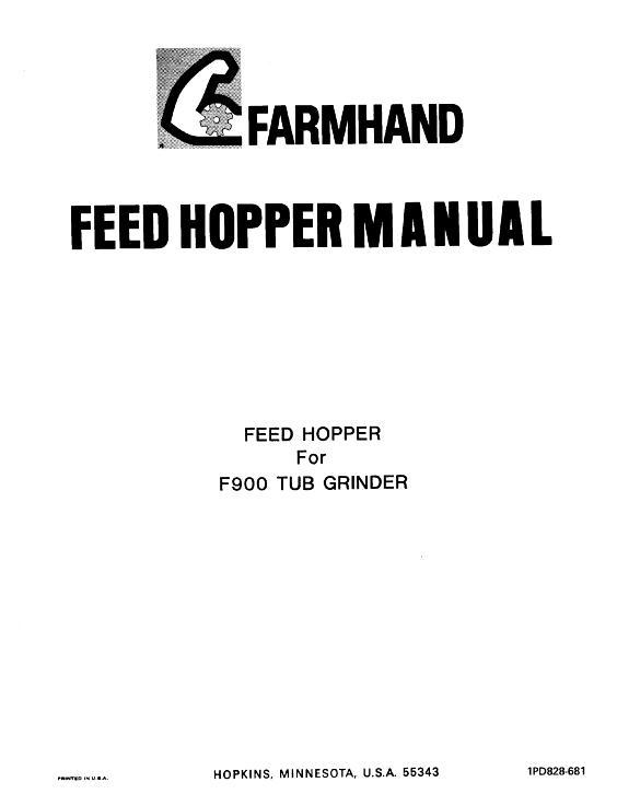 AGCO F900 Tub Grinder (feed hopper attachment, 1981) Operator Manual 1PD828681 English 1 AGCO F900 Tub Grinder (feed hopper attachment, 1981) Operator Manual 1PD828681 English