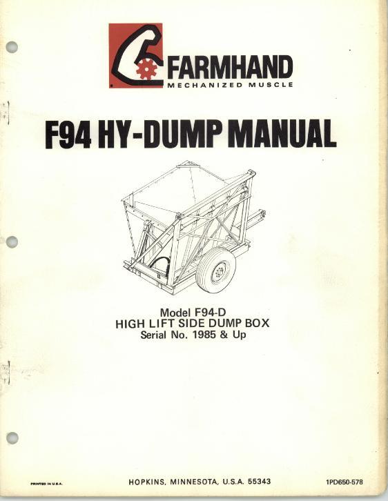 AGCO F94-D Side Dump Box (high lift, eff sn 1985, 1978) Operator Manual 1PD650578 English 1 AGCO F94-D Side Dump Box (high lift, eff sn 1985, 1978) Operator Manual 1PD650578 English