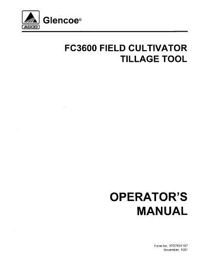 AGCO FC3600 Cultivator (1997) Operator Manual 1PD7601197 English 1 AGCO FC3600 Cultivator (1997) Operator Manual 1PD7601197 English