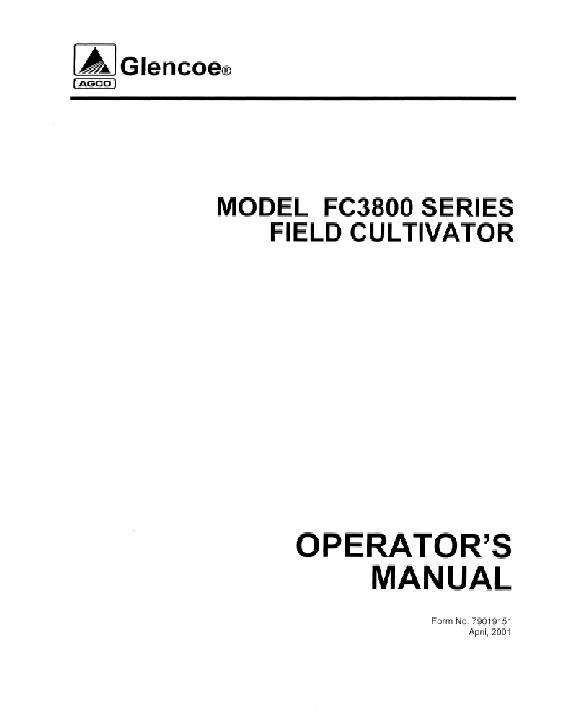 AGCO FC3800 Cultivator Operator Manual 79019151 English 1 AGCO FC3800 Cultivator Operator Manual 79019151 English