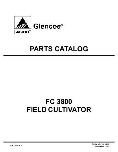 AGCO FC3800 Cultivator Parts Book 79019297 English