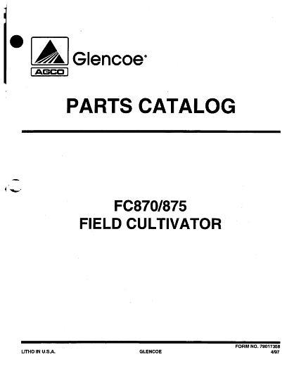 AGCO FC870 FC875 Field Cultivator (1997) Parts Book 79017358 English