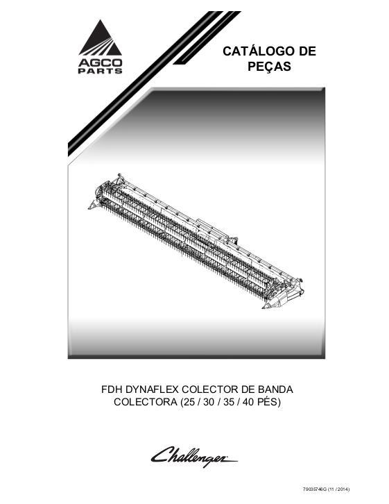 AGCO FDH DynaFlex Draper Header (25, 30, 35, 40 foot) Parts Book 79035746G Portuguese