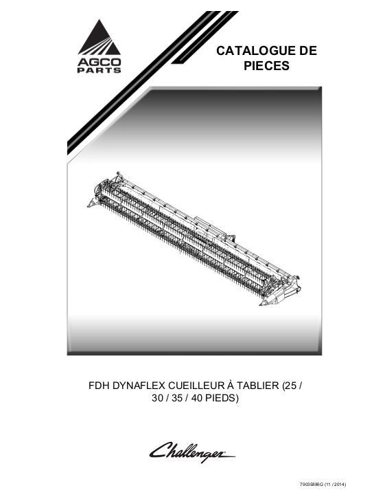 AGCO FDH DynaFlex Draper Header (25, 30, 35, 40 foot) Parts Book 79035886G French