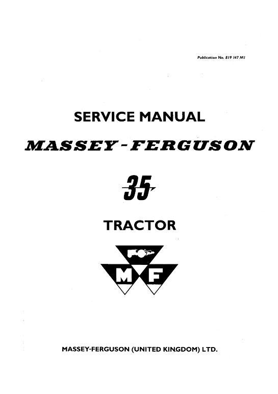 AGCO FE35 FE 35 Tractor (packet) Service Manual 819147M1 English