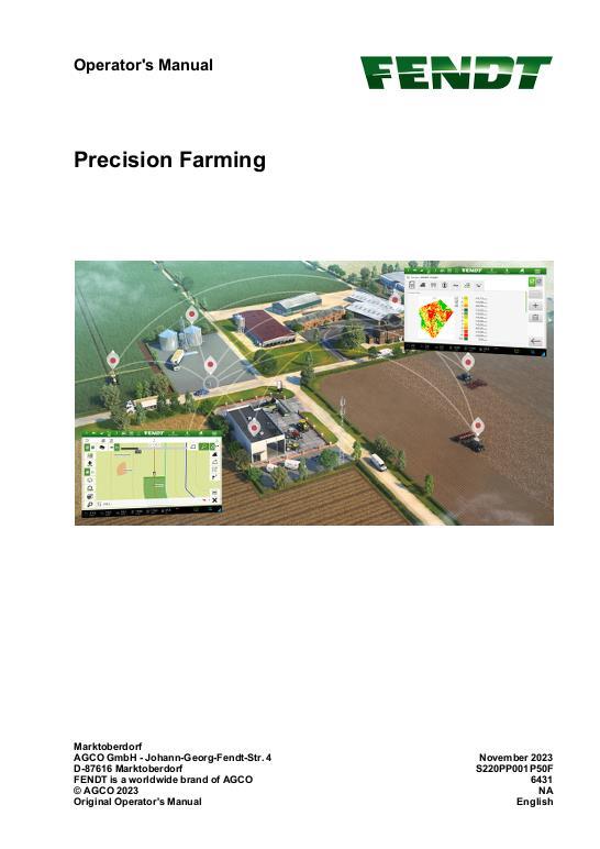 AGCO FENDT Precision Farming Operator Manual Operator Manual S220PP001P50F English 1 AGCO FENDT Precision Farming Operator Manual Operator Manual S220PP001P50F English