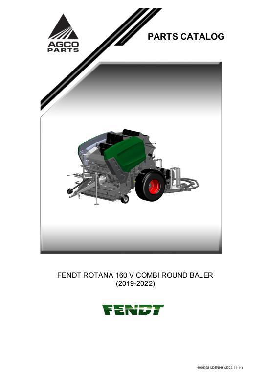 AGCO FENDT ROTANA 160 V COMBI ROUND BALER (2019-2022) Parts Book 4906992120ENHH English