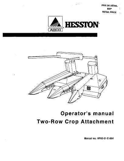 AGCO FH2R30 2 Row Corn Head (prior to sn 'M') Operator Manual HF6001E864 English 1 AGCO FH2R30 2 Row Corn Head (prior to sn 'M') Operator Manual HF6001E864 English